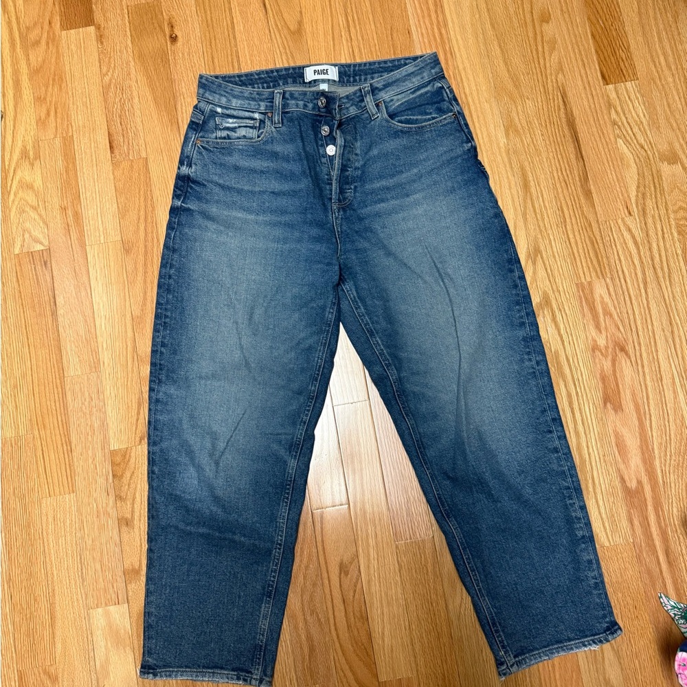 Paige - Mid-Rise Blue Barrel Jeans